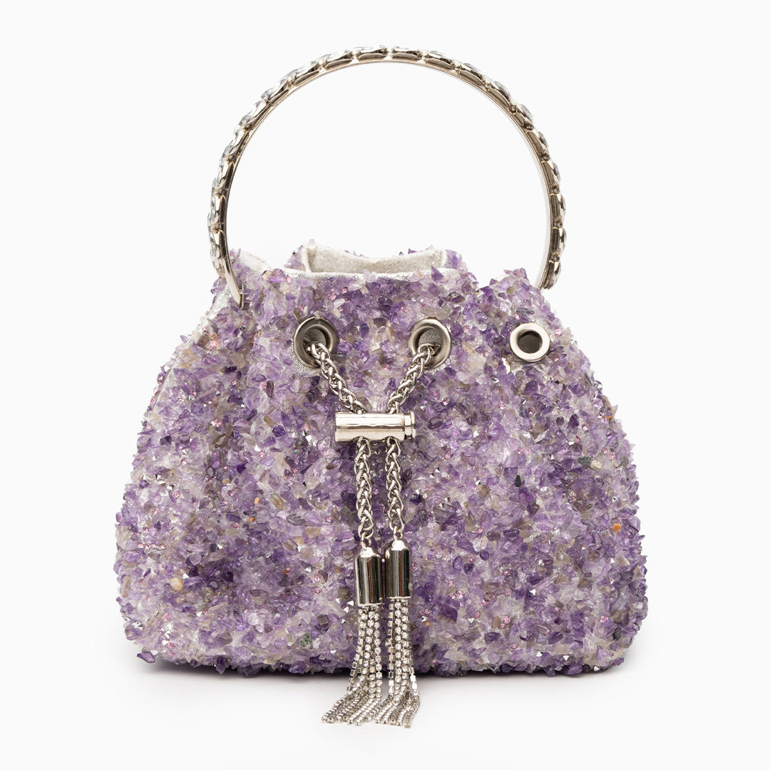 Lorrie Metallic Tassel Bucket Handbag – Elegant Sparkling Design