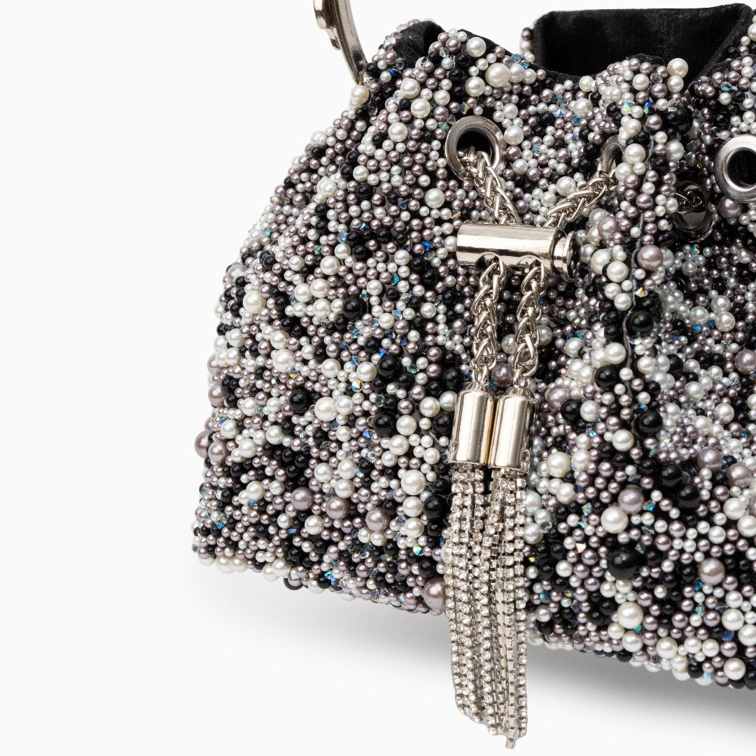 Lorrie Metallic Tassel Bucket Handbag – Elegant Sparkling Design