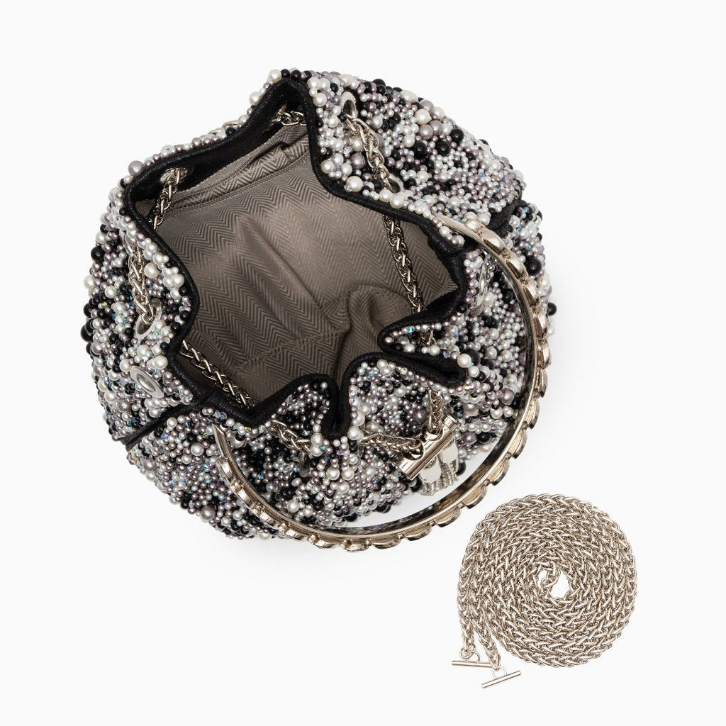 Lorrie Metallic Tassel Bucket Handbag – Elegant Sparkling Design