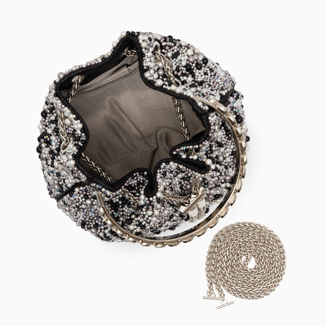 Lorrie Metallic Tassel Bucket Handbag – Elegant Sparkling Design