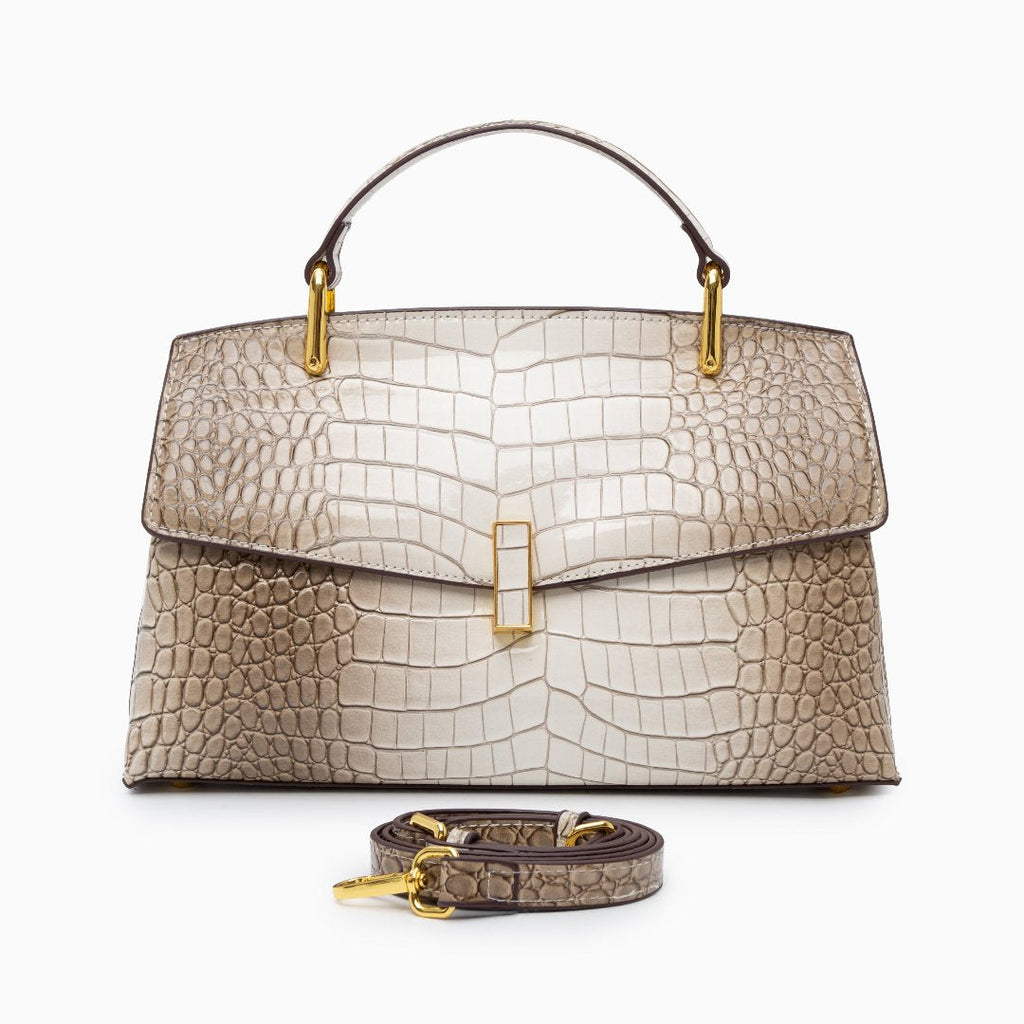 Deanna Medium Vegan Leather Crocodile‑Texture Luxury Everyday Handbag Tote