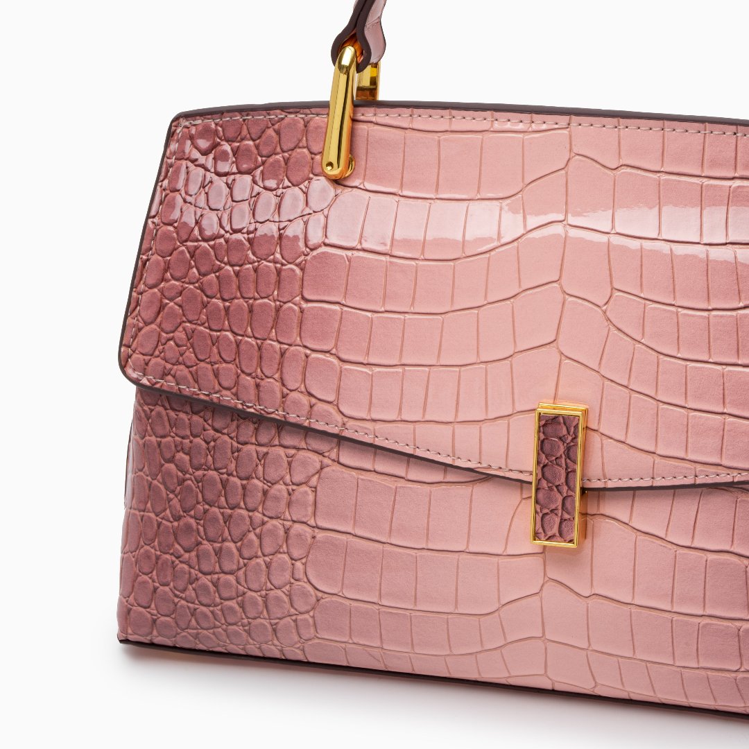 Deanna Medium Vegan Leather Crocodile‑Texture Luxury Everyday Handbag Tote