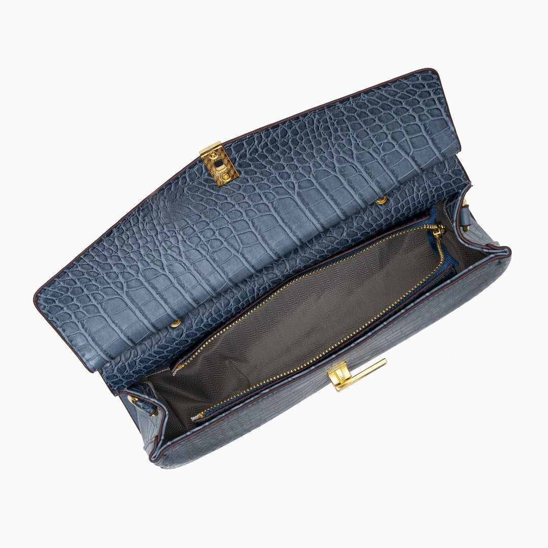 Deanna Medium Vegan Leather Crocodile‑Texture Luxury Everyday Handbag Tote