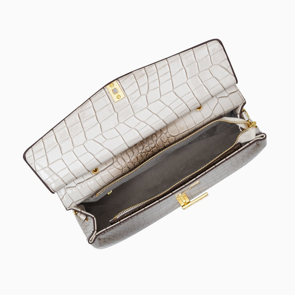 Deanna Medium Vegan Leather Crocodile‑Texture Luxury Everyday Handbag Tote