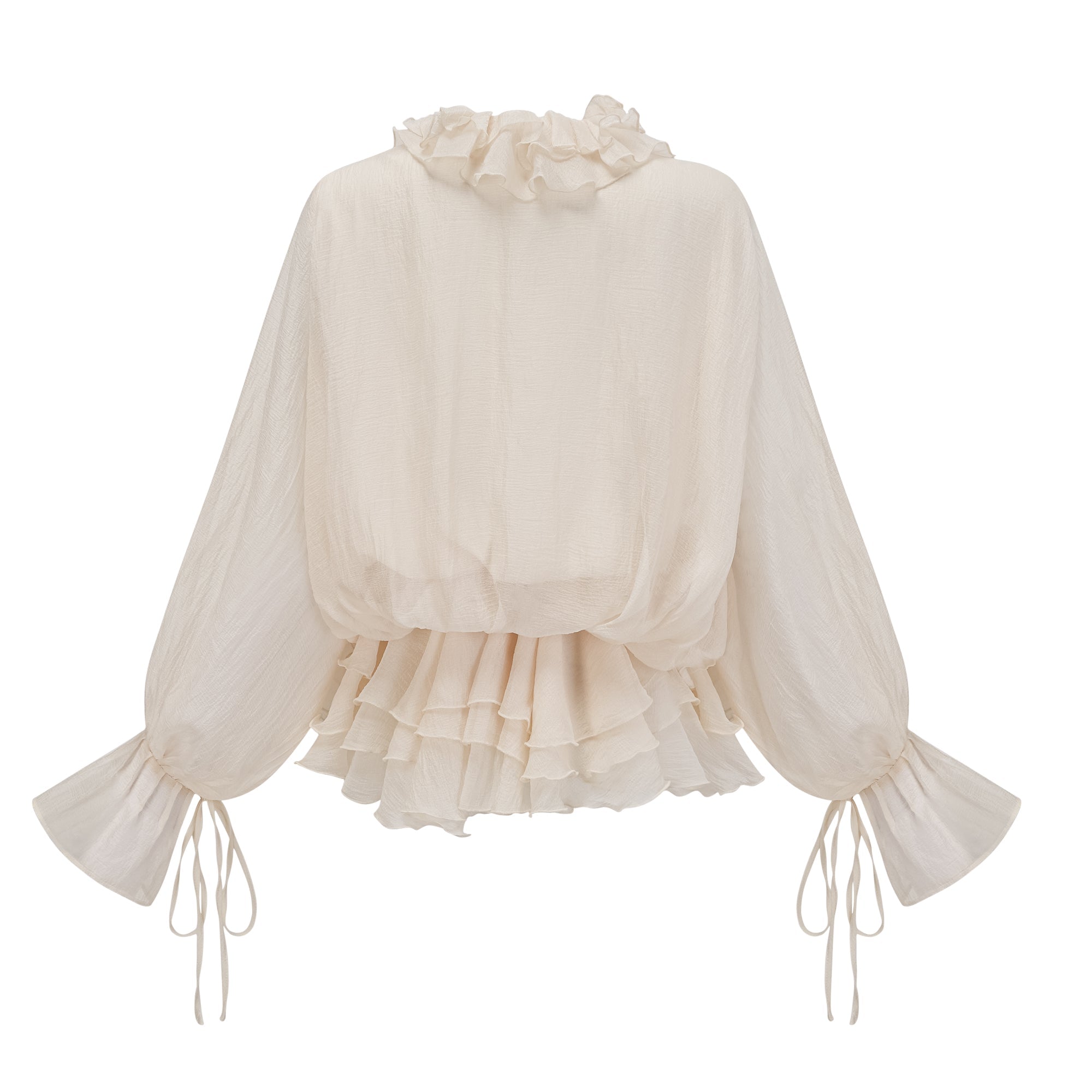 Elegant Zephyrine Floral Applique Tiered Mini Dress in Neutral Tones