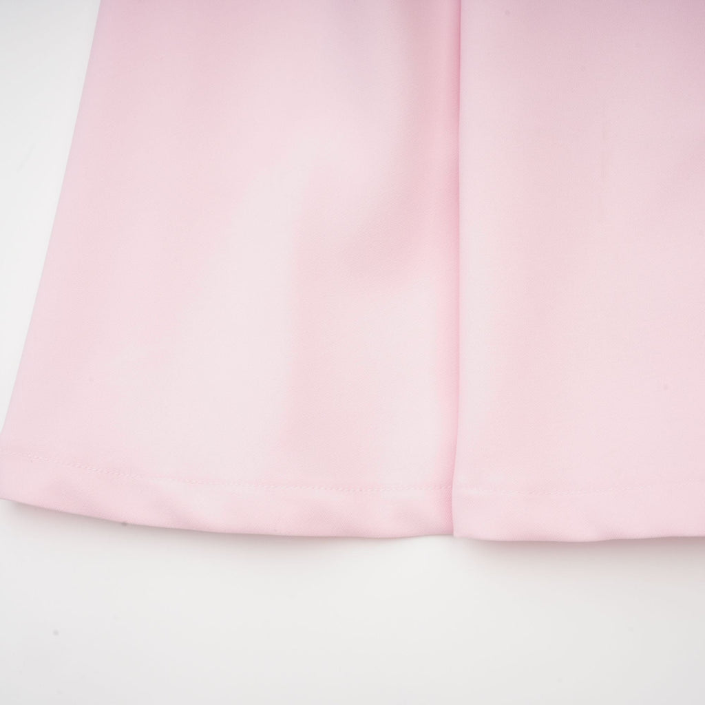 Elegant Pink Crystal-Accented Bow Midi Dress: Chic Terylene Flared Style