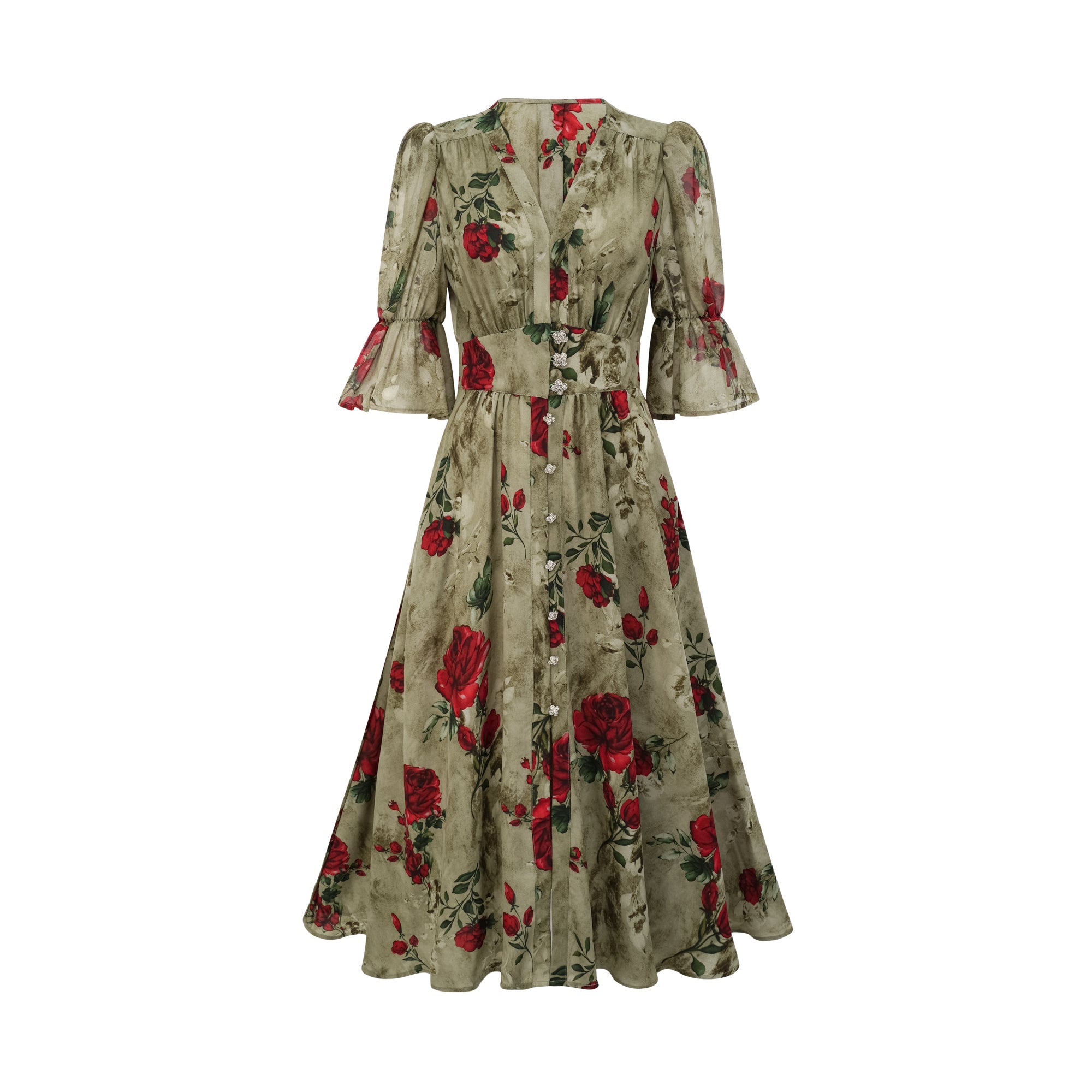 Elegant Floral V-Neck Midi Dress for Women: Perfect Summer Style