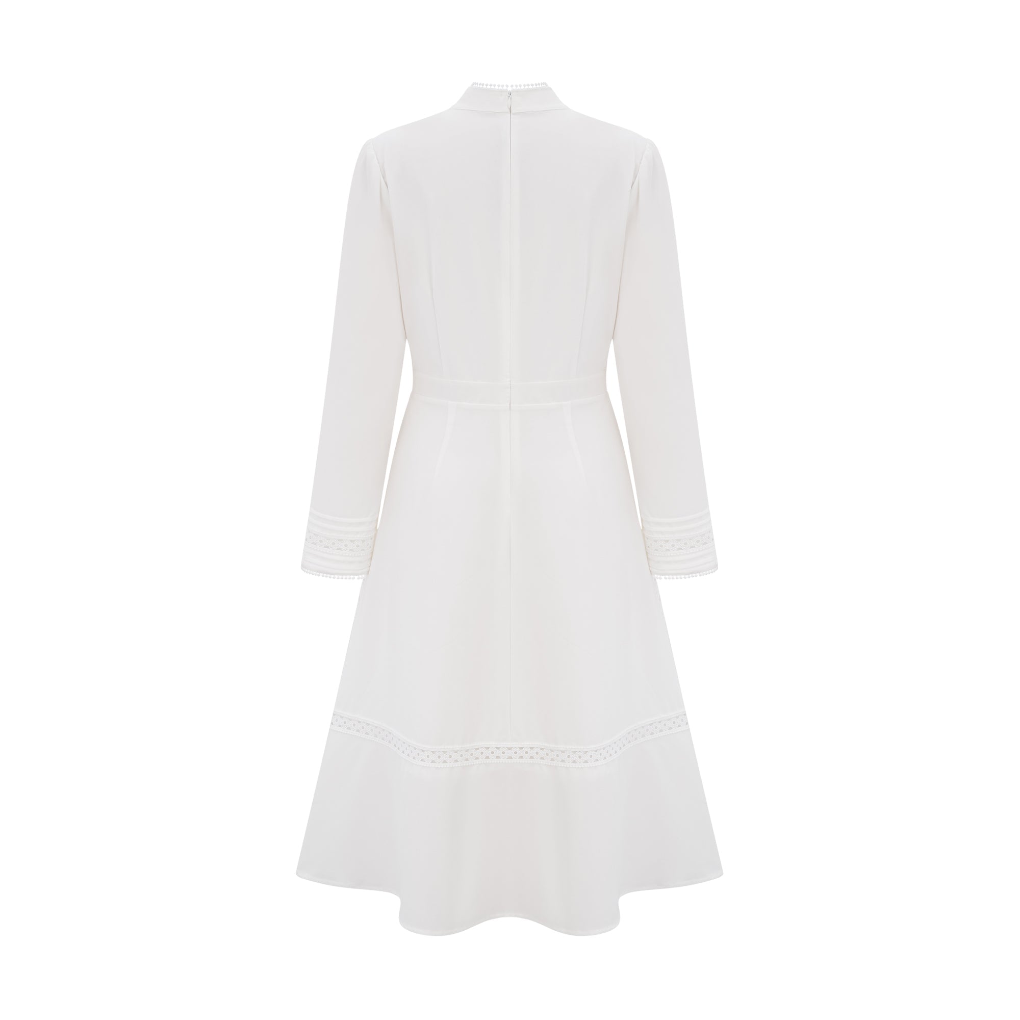 Elegant White Panelled Embroidery Midi Dress - Perfect for Every Occasion