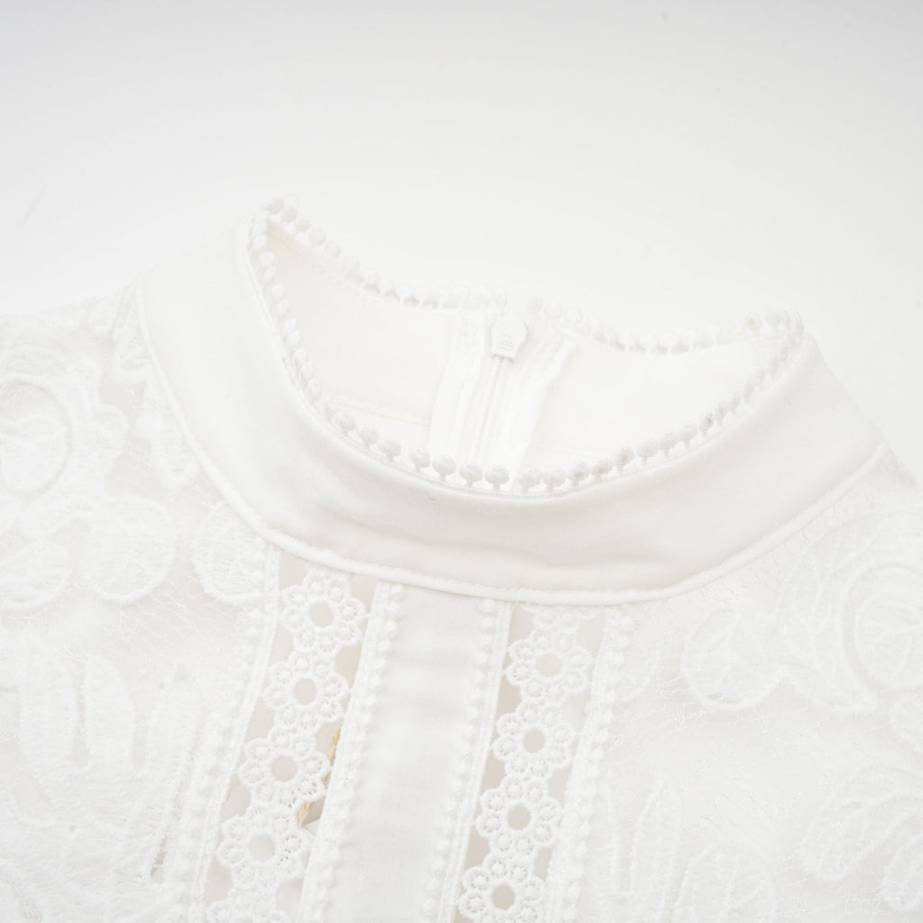 Elegant White Panelled Embroidery Midi Dress - Perfect for Every Occasion
