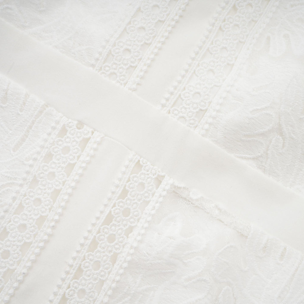 Elegant White Panelled Embroidery Midi Dress - Perfect for Every Occasion