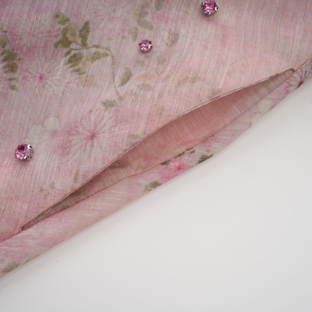 Elegant Narcisse Pink Embellished Floral Print Midi Dress for Women