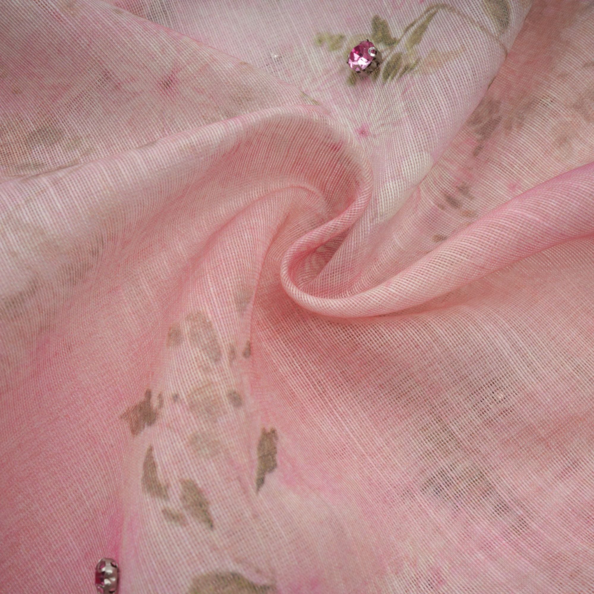 Elegant Narcisse Pink Embellished Floral Print Midi Dress for Women