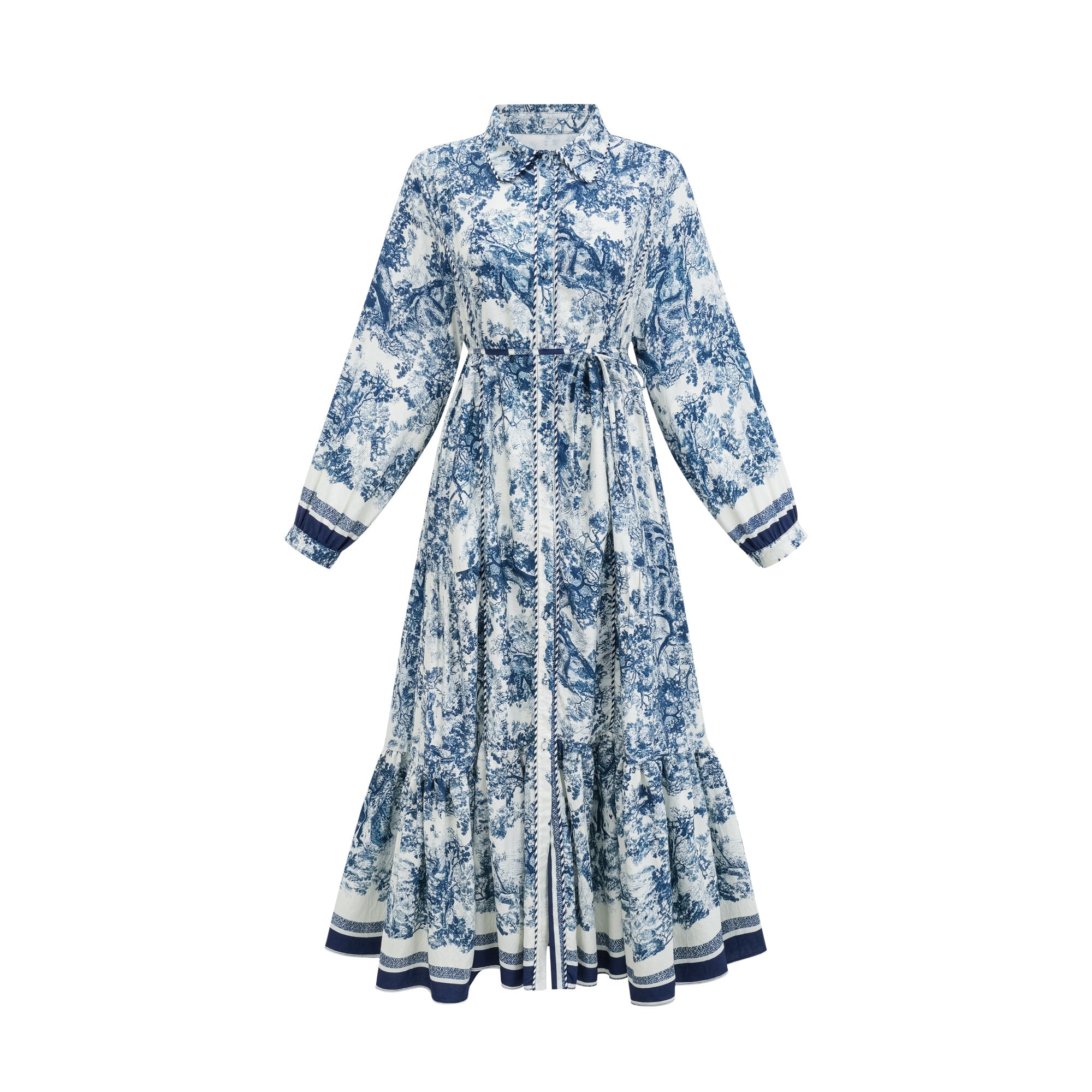 Adelaide Blue Graphic Print Midi Dress - Elegant, Flowy, and Comfortable