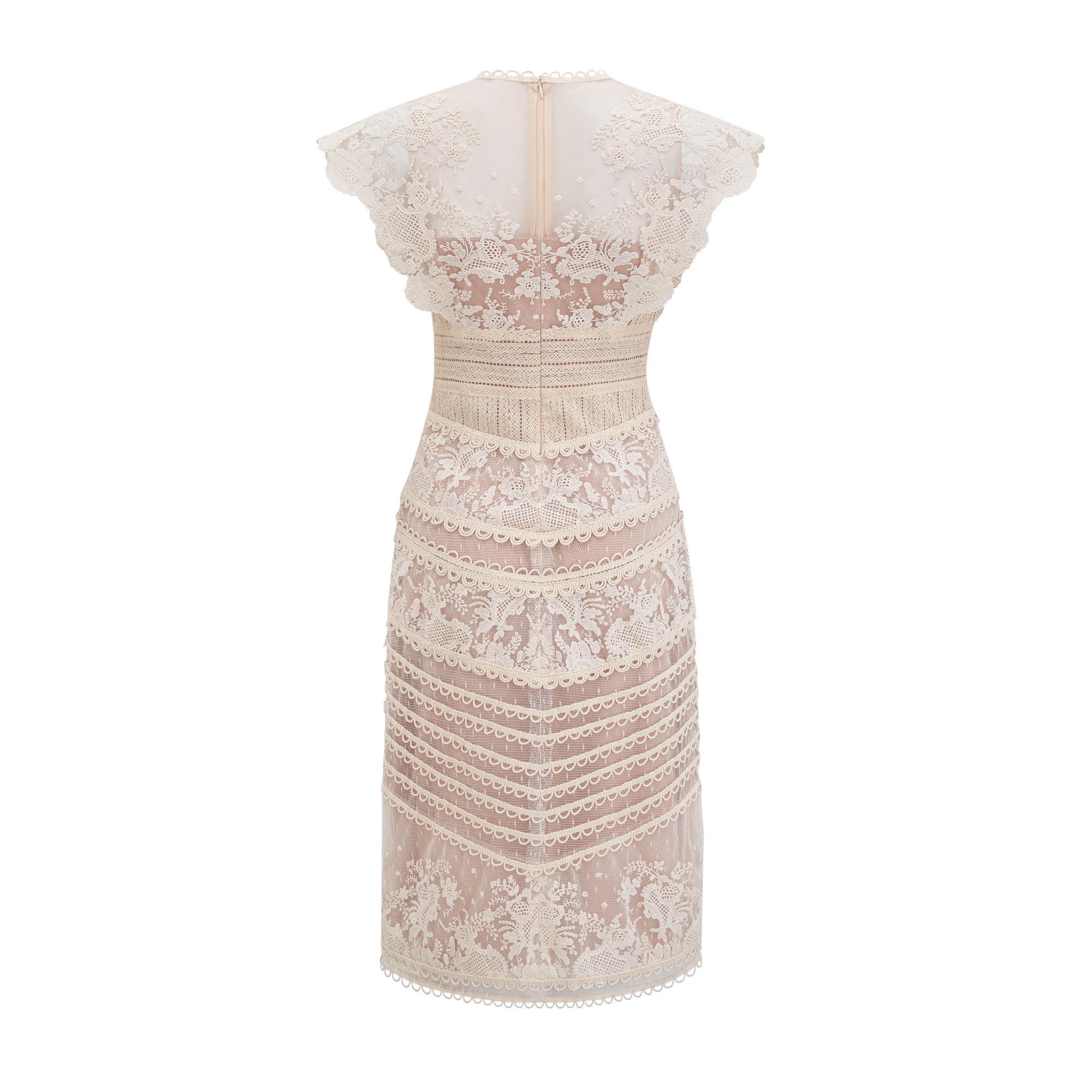 Fleur Floral Embroidered Lace Midi Dress Elegant Sheer Mesh Party Gown