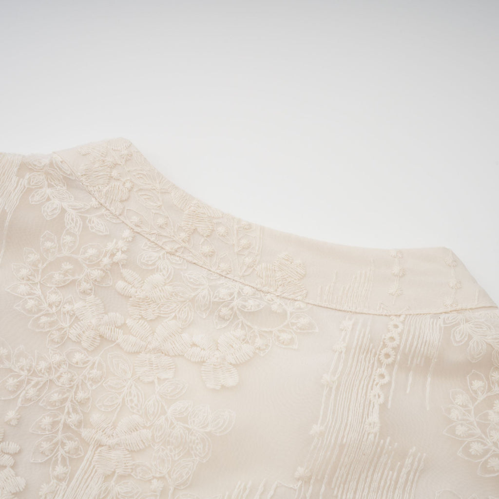 Elegant Neutral Lace Embroidery Midi Dress: Exquisite Design, Perfect Fit, Versatile Style