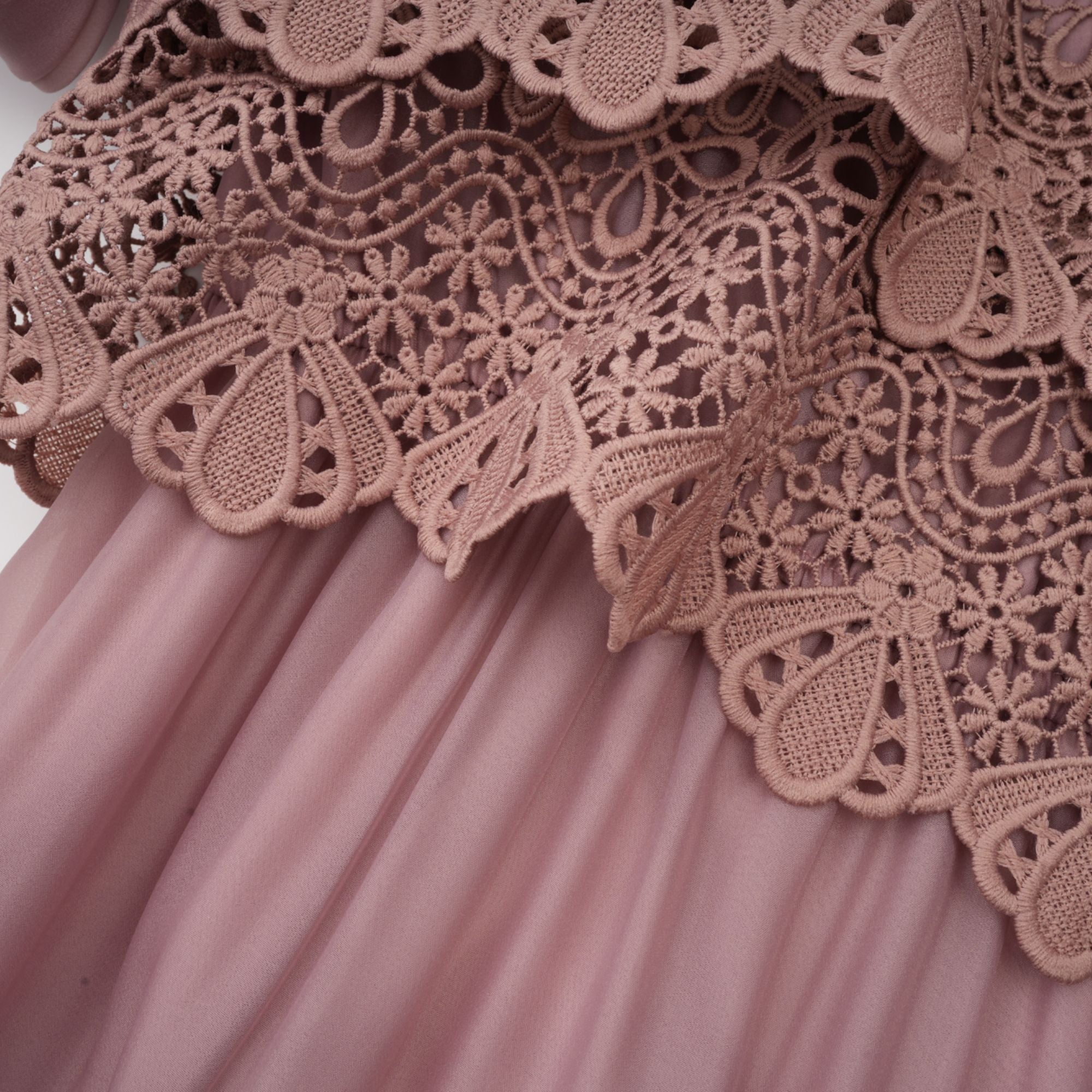 Elegant White Tiered Midi Dress with Delicate Lace Cut-Out Details