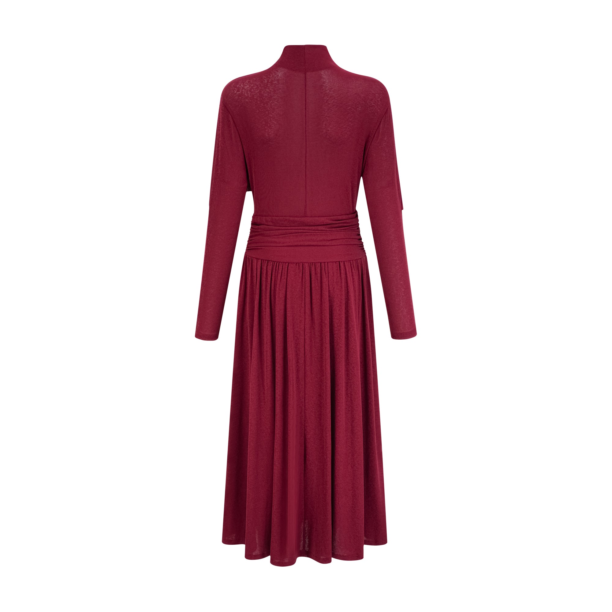 Elegant Camille Red Flap Design Ruched Midi Dress - Flattering Cocktail Attire