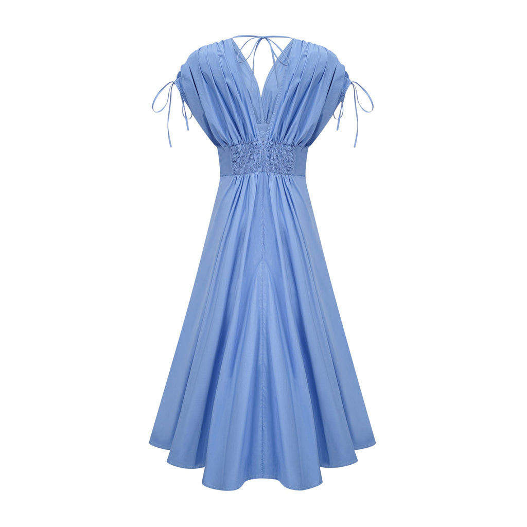 Elegant Emma Petal Detail Pleated Midi Dress for Women