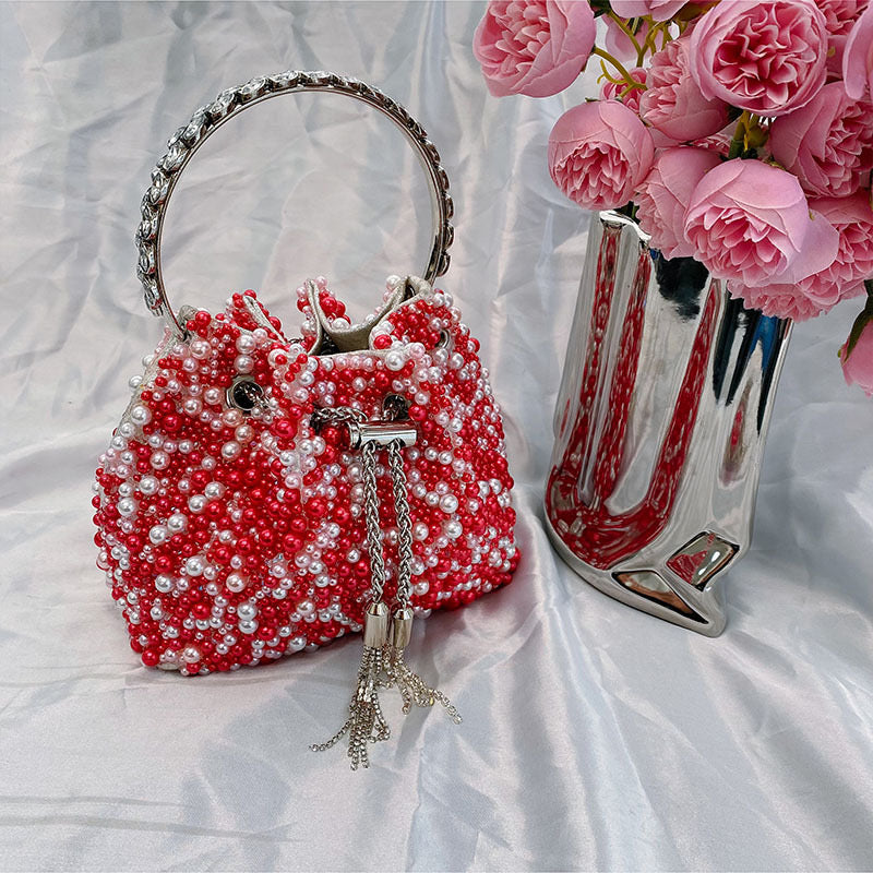 Lorrie Metallic Tassel Bucket Handbag – Elegant Sparkling Design