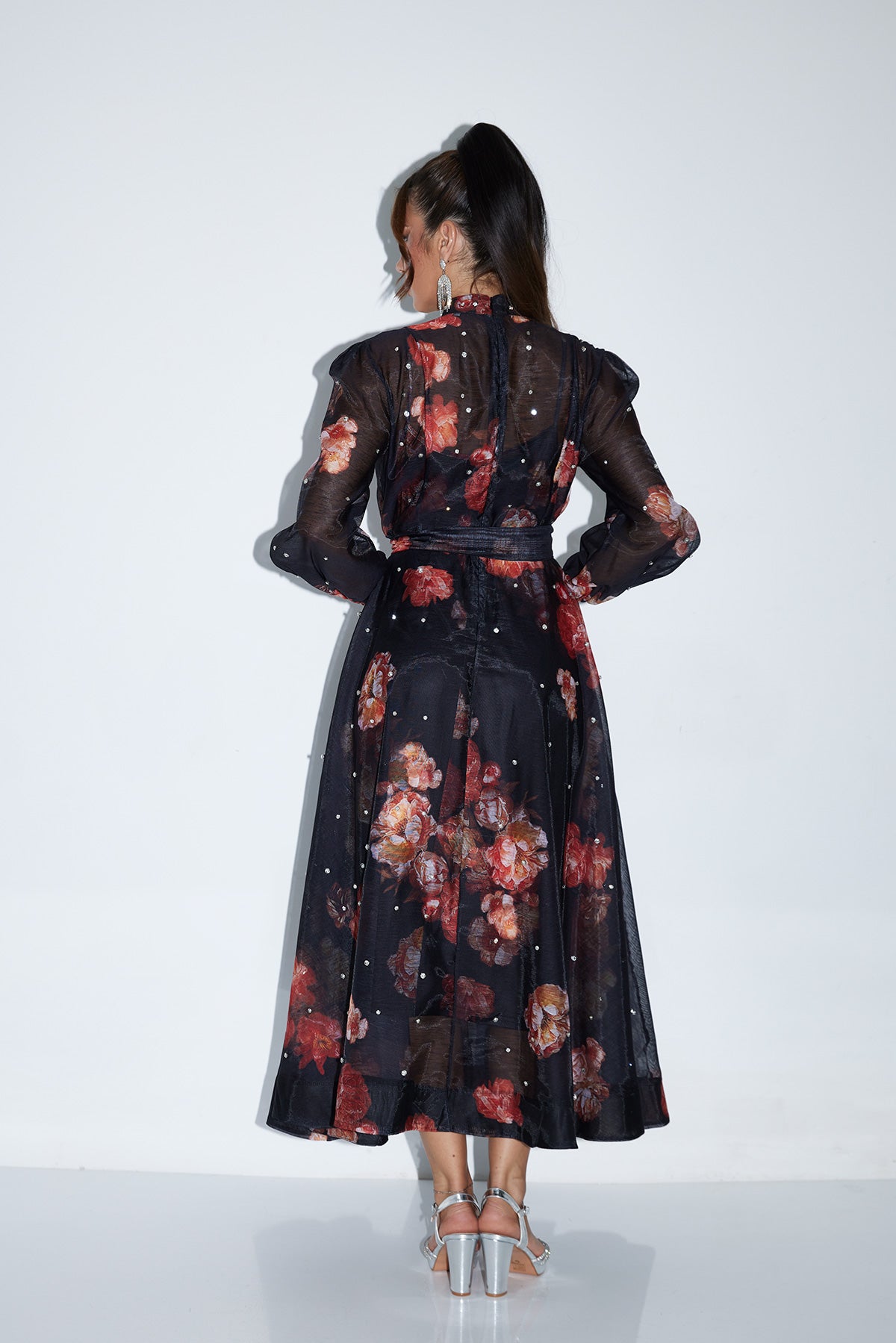 Floral Maxi Dress with Sheer Detailing Statement Look