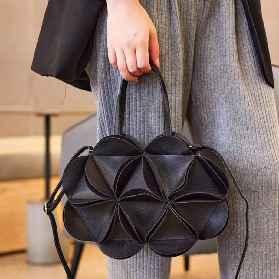 Elegant Floral Handbag with Detachable Strap - Versatile Shoulder Bag