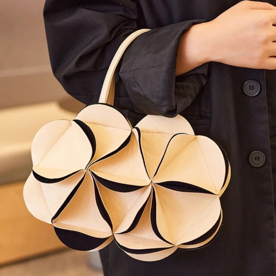 Elegant Floral Handbag with Detachable Strap - Versatile Shoulder Bag