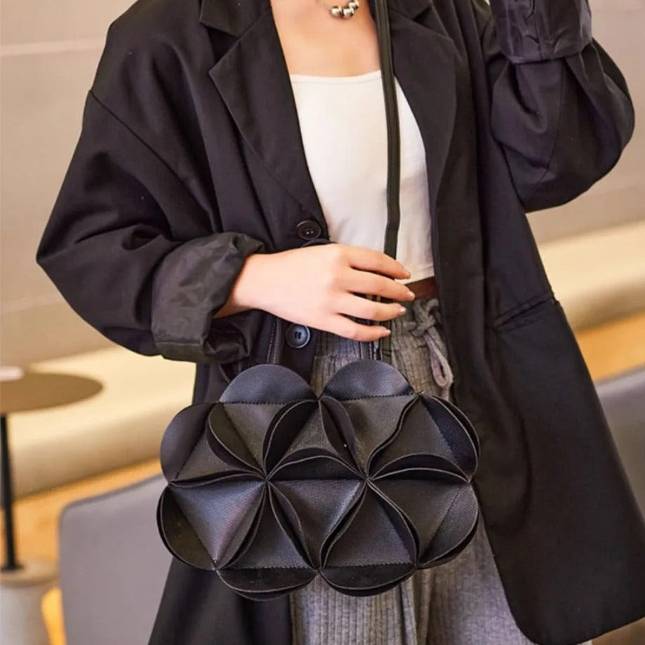 Elegant Floral Handbag with Detachable Strap - Versatile Shoulder Bag