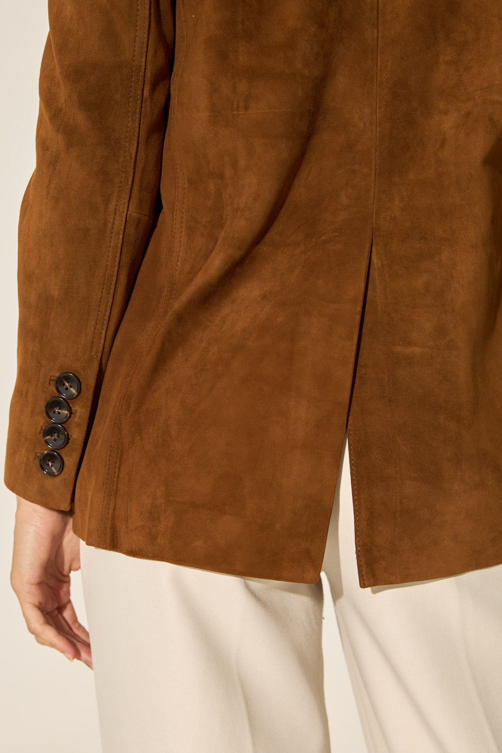 Women's Luxurious Caramel Suede Blazer - Fully Lined, Classic Straight Fit