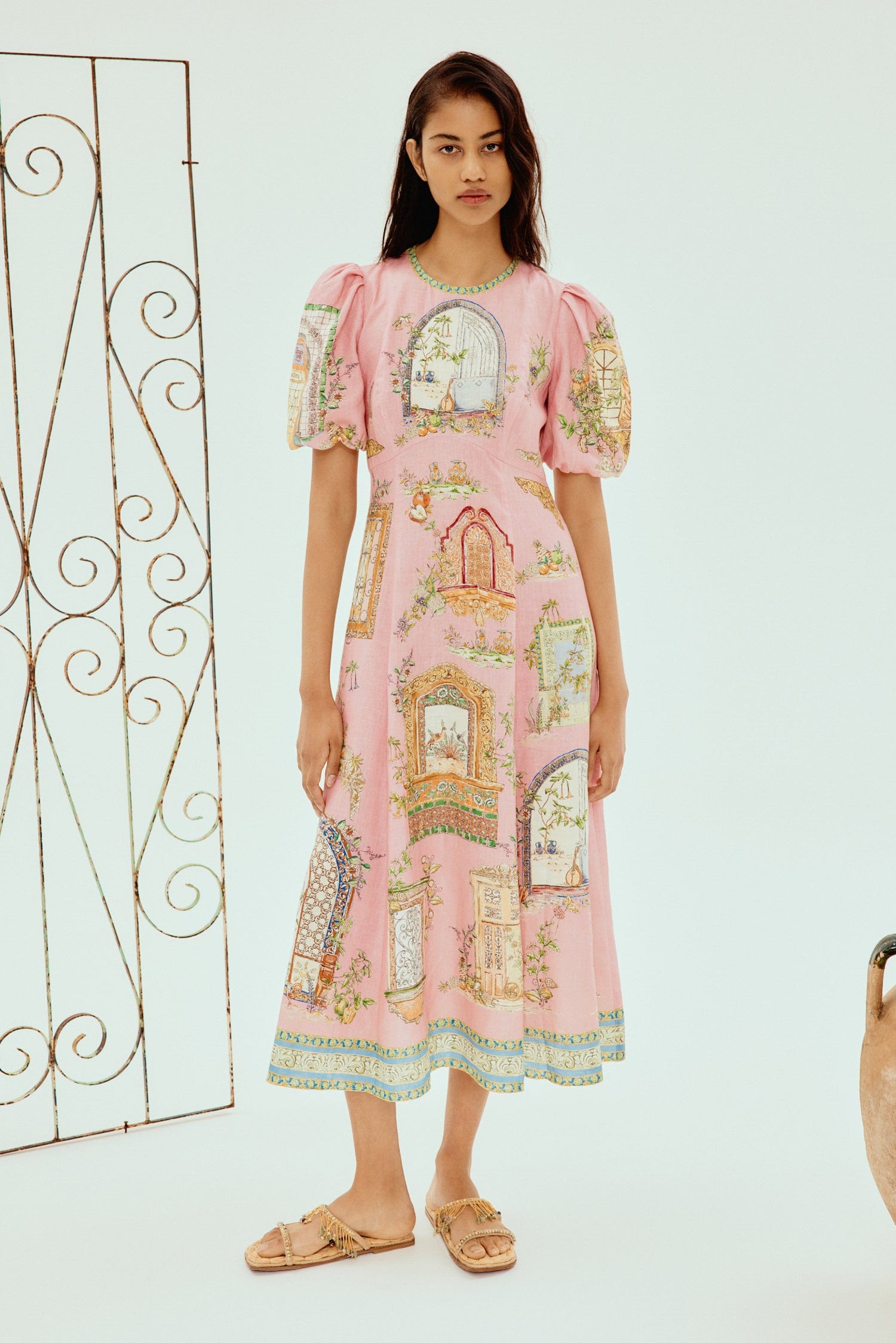 ALEMAIS Monte Midi Dress: Elegant, Sustainable, Flowing Floral Design for Women