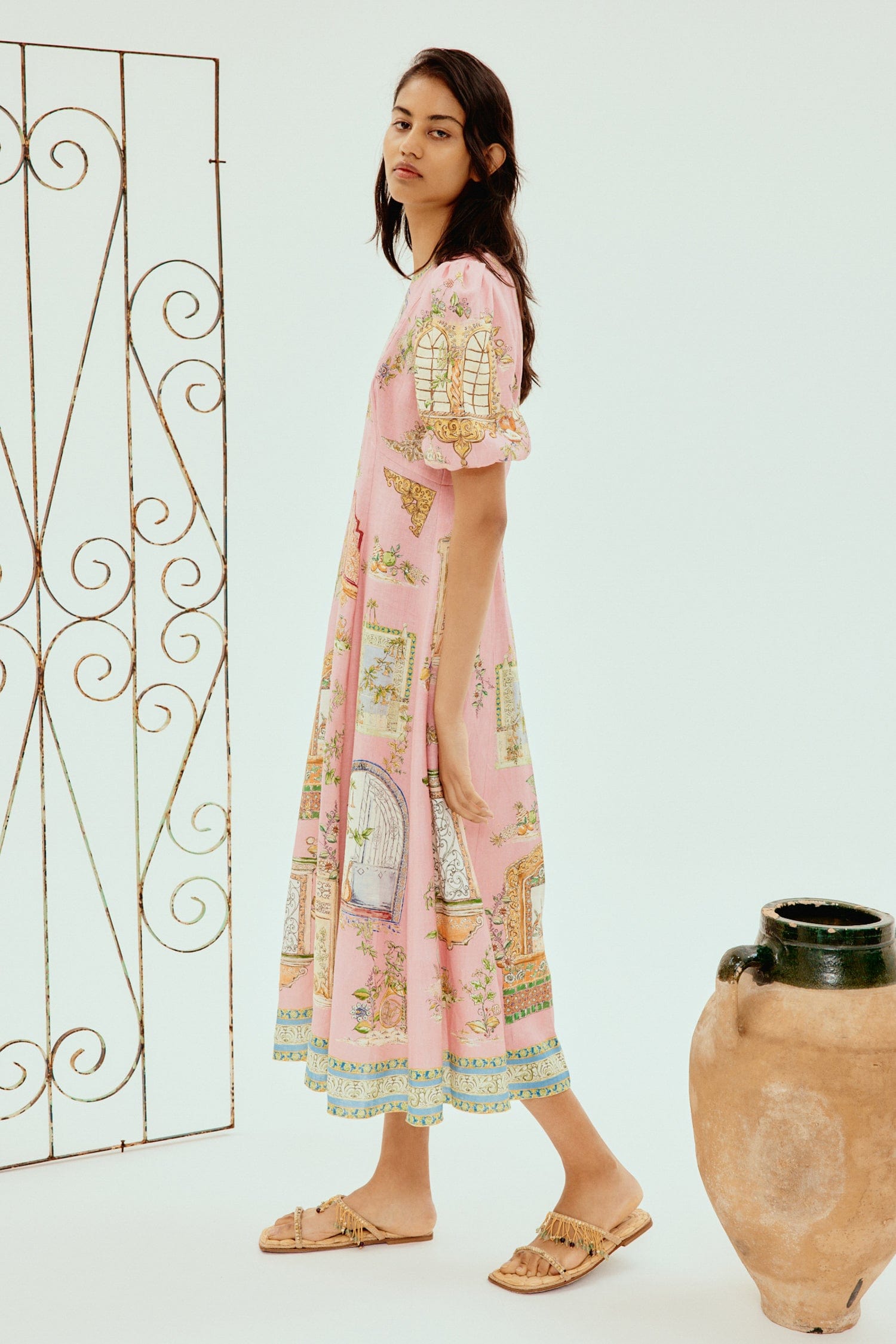 ALEMAIS Monte Midi Dress: Elegant, Sustainable, Flowing Floral Design for Women