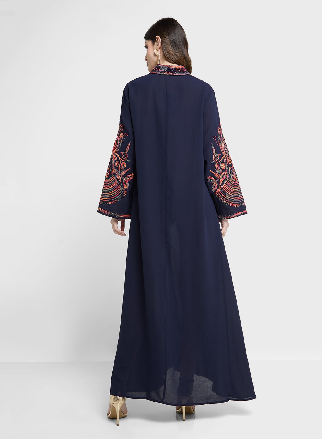 Khizana Women's Embroidered Blue Casual Jalabiya Dress - Modest Islamic Attire