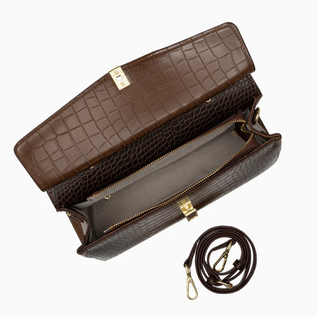 Deanna Medium Vegan Leather Crocodile‑Texture Luxury Everyday Handbag Tote