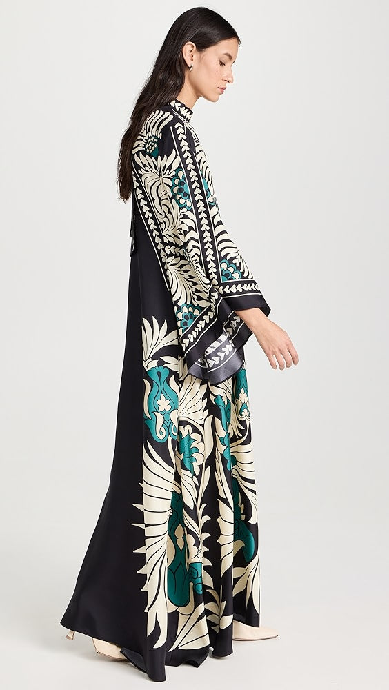 La DoubleJ Magnifico Reversible Silk Twill Floral Print Maxi Dress