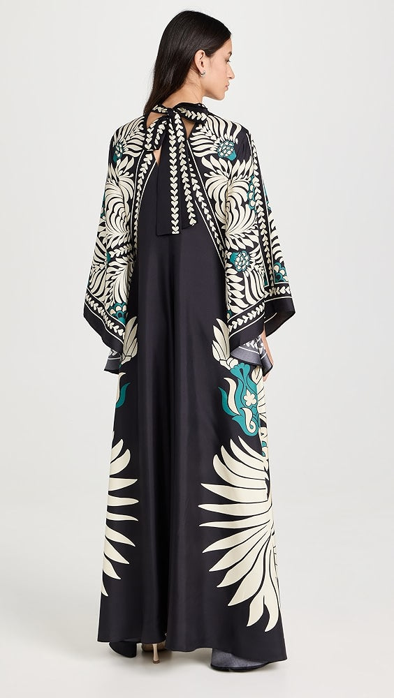 La DoubleJ Magnifico Reversible Silk Twill Floral Print Maxi Dress