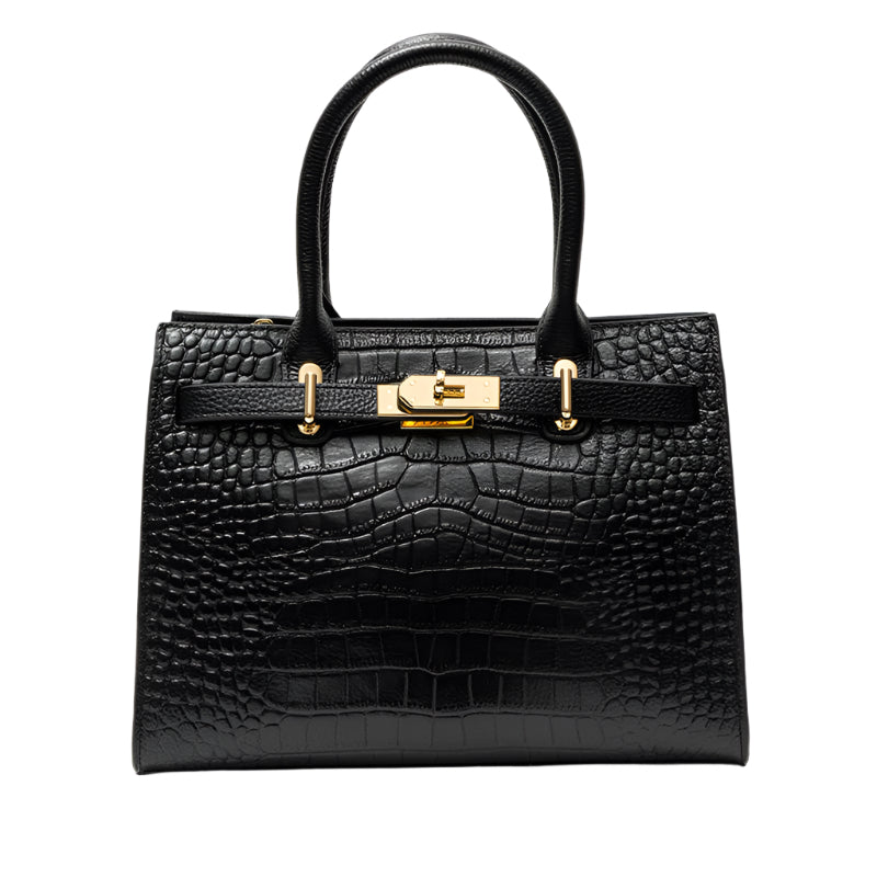 FIORENZA Luxury Marseille Structured Leather Handbag with Removable Strap