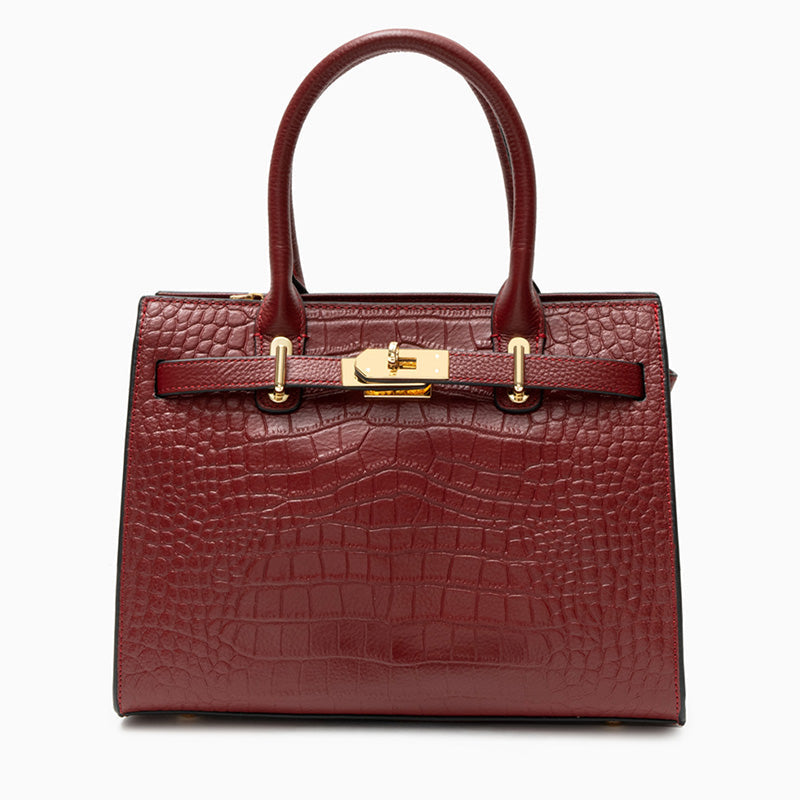 FIORENZA Luxury Marseille Structured Leather Handbag with Removable Strap