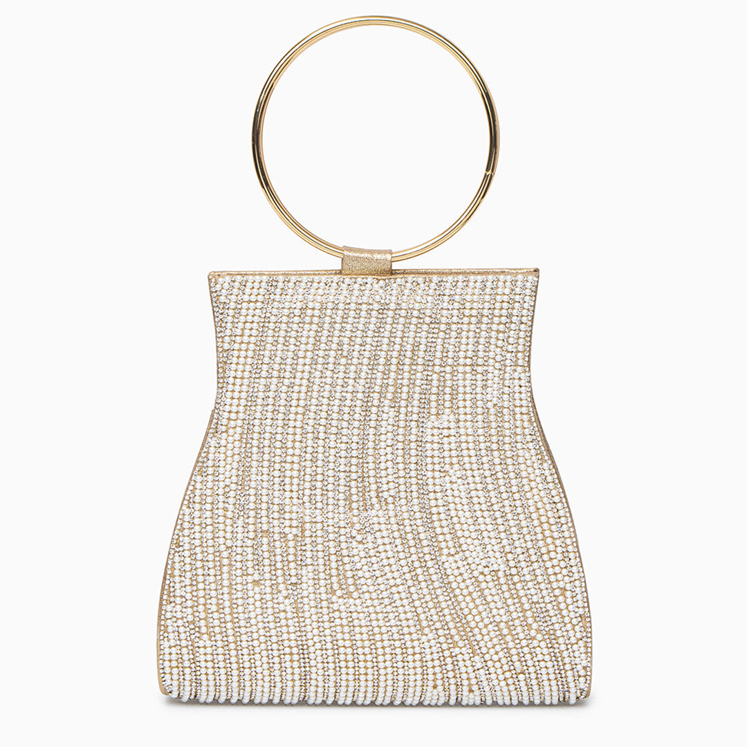 Meghan Rhinestones Gold Handbag
